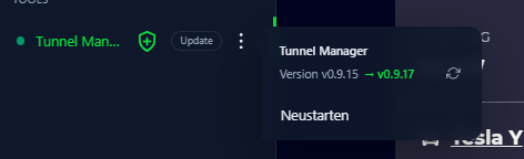 SmartHub App-Menü mit verfügbarer Update-Aktion