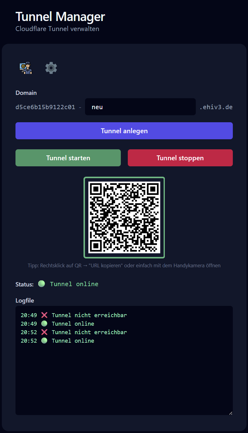 Tunnel Manager – Dashboard